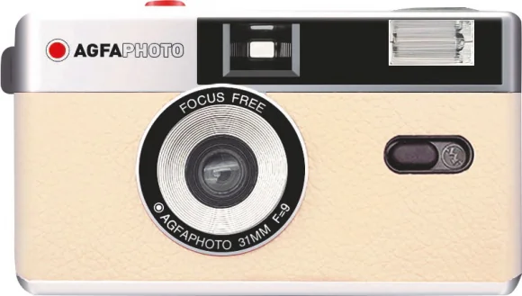 Analoginė kamera Agfaphoto Daugkartinio naudojimo fotoaparatas 35mm kreminis