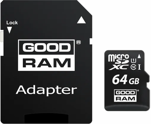 Atminties kortelė Goodram MicroSDHC 10 klasė UHS I 64GB + adapteris M1AA-0640R12