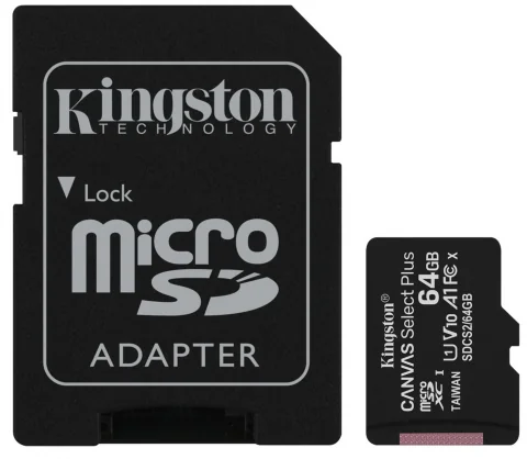 Atminties kortelė Kingston 64GB Canvas Select Plus 100R micro SDXC UHS-I + adapteris SDCS2/ 64GB