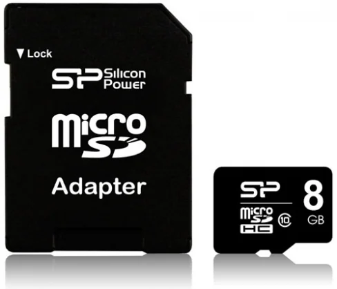Atminties kortelė Silicon Power SP008GBSTH010V10-SP 8GB MicroSDHC 10 klasė su SD adapteriu