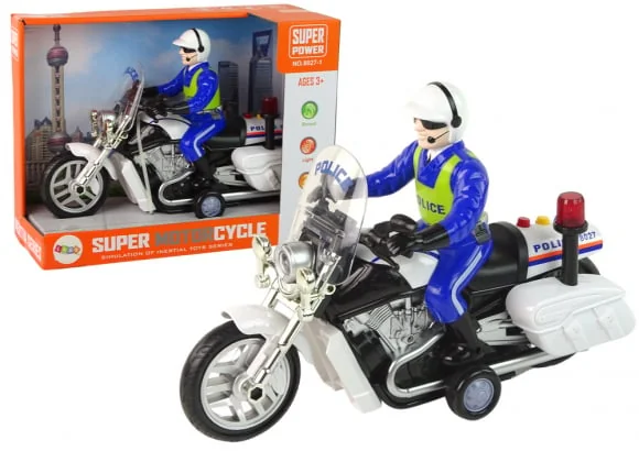 Elektrinė mašina LEAN Toys Police Motorcycle Motor Police Sounds Lights Police Car