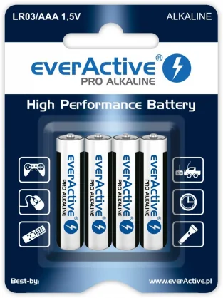 Elementai Everactive LR034BLPA įkraunamos Pro Alkaline LR03 AAA 4 vnt.