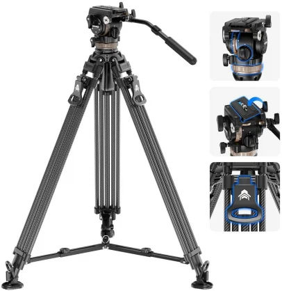 Fotoaparato stovas Neewer LL55 Carbon Fiber Video Tripod with Oil Head and Quick