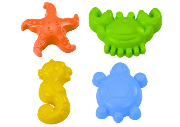 Hemar Sea Sand Molds 4 Pieces Crab Turtle Starfish Horse Yellow Green