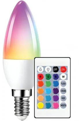 Išmanioji lemputė BESK 6W C37 E14 3000k RGB with remote control