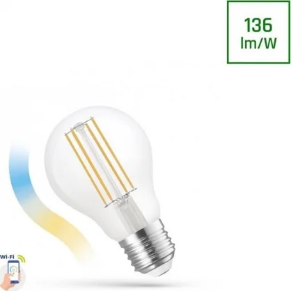 Išmanioji lemputė Spectrum LED GLS 5W COG CCT+DIMM skaidri WIFI išmanioji