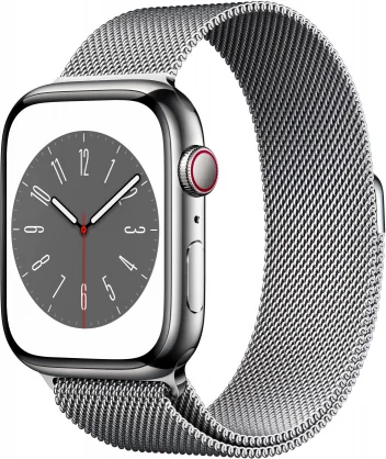 Išmanusis laikrodis Apple Watch Series 8 Cellular 45mm sidabrinis nerūdijantis plienas/ sidabrinis Milanese