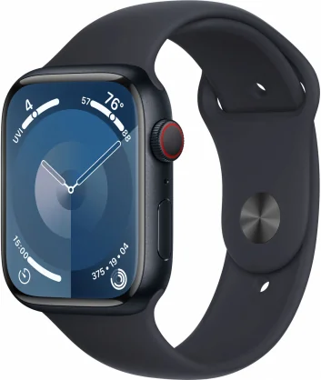 Išmanusis laikrodis Apple Watch Series 9 Cellular 45 mm nakties juodumo/ nakties juodumo sportinė apyrankė - M/ L