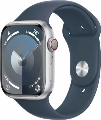 Išmanusis laikrodis Apple Watch Series 9 Cellular 45 mm sidabrinis nerūdijantis plienas/ audros mėlynumo apyrankė - M/ L