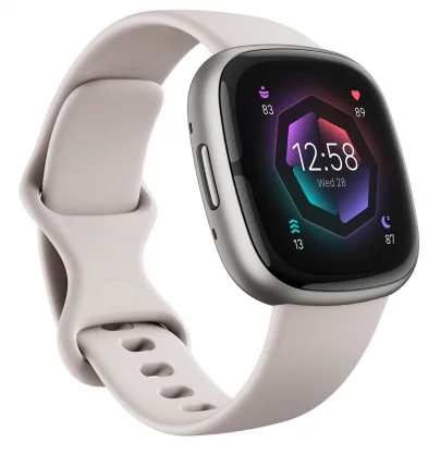 Išmanusis laikrodis Fitbit Sense 2 Lunar White/ Platinum