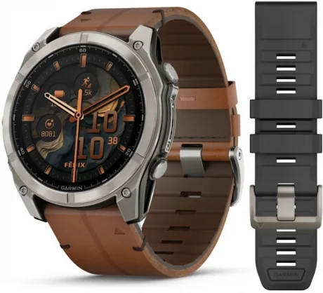 Išmanusis laikrodis Garmin Fenix 8 Amoled Titanium with Chestnut Leather Band 51mm 010-02905-40