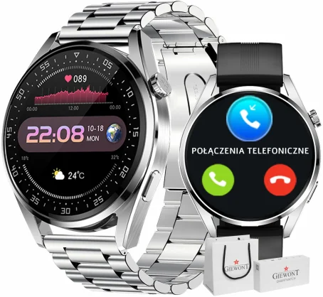Išmanusis laikrodis Giewont GW450-4 Silver + Black Silicone Strap