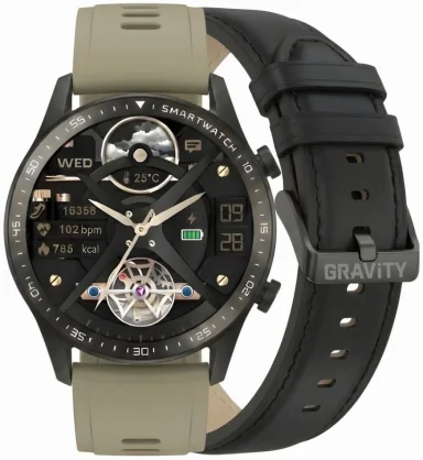 Išmanusis laikrodis Gravity GT10-2 Green + Black Leather Band
