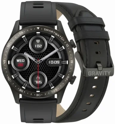 Išmanusis laikrodis Gravity GT10-3 Black + Black Leather Band