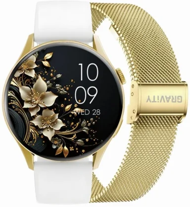Išmanusis laikrodis Gravity GT11-2 White + Mesh Gold Band