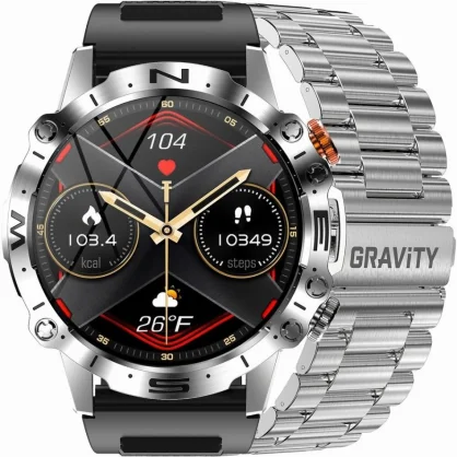 Išmanusis laikrodis Gravity GT20-2 Silver + Black Band