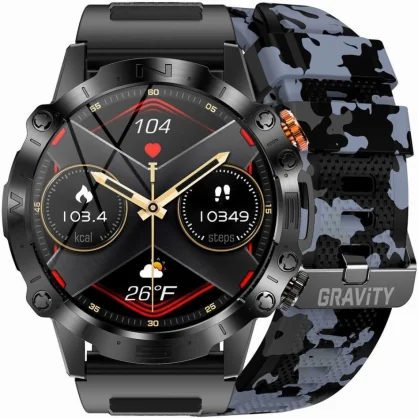 Išmanusis laikrodis Gravity GT20-5 Black + Camo Grey Band
