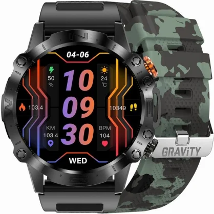 Išmanusis laikrodis Gravity GT20-6 Black + Camo Green Band