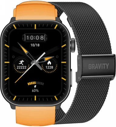 Išmanusis laikrodis Gravity GT28-2 Black + Orange Band