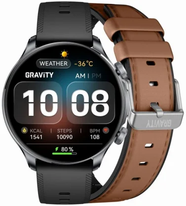 Išmanusis laikrodis Gravity GT35-1 Black + Brown Band
