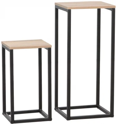 Kavos stalelis Evelekt HANNES Set 2pcs 26x26xH60cm / 22x22xH40cm Rustic / Black Melamine