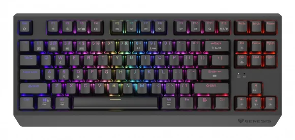 Klaviatūra Genesis Thor 230 TKL Wireless czarna RGB Outemu Silent Lemon