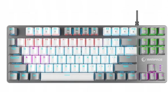 Klaviatūra Rampage Snug RGB KRGD Blue Switch (EN) White/ Grey