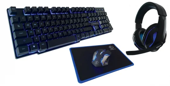 Klaviatūra Rebeltec RBLKLA00035 „4-in-1“ žaidimų komplektas juodas (EN)