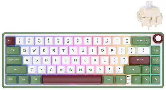 Klaviatūra Royal Kludge R65 Green Brown Switch (EN)