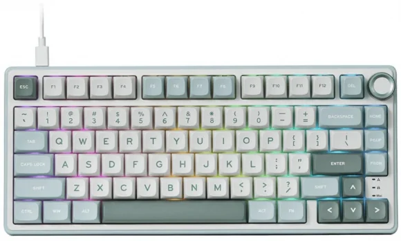 Klaviatūra Royal Kludge R75 Sky Cyan Brown Switch (EN)