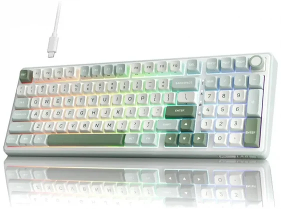 Klaviatūra Royal Kludge RK R98 Pro Sky Cyan Beige switch (EN)