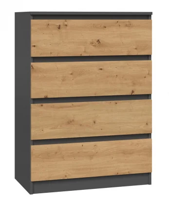 Komoda TOP E SHOP Topeshop KOMODA SZAFKA REGAŁ 4 SZUFLADY M4 ANTRACYT / DĄB ARTISAN