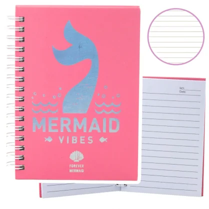 LEAN Holographic Mermaid Tail Pink Lined Notebook A6 80 Sheets