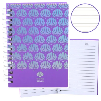 LEAN Holographic Shells Lined Notebook Purple A6 80 Sheets