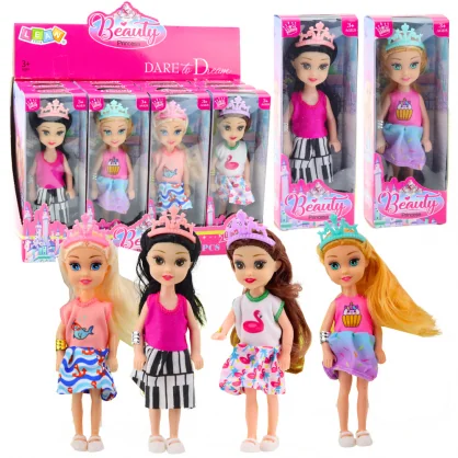 Lėlė LEAN Toys Mini Princess Doll with Crown Colorful Dress 14cm Mix
