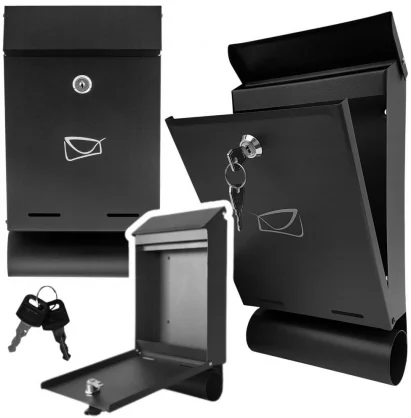 Pašto dėžutė LEAN Mailbox for Letters and Newspapers, Black Galvanized Steel, 32.5x22.5x