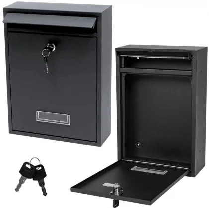 Pašto dėžutė LEAN Mailbox for letters, galvanized steel, black, 32x21.5x8.5cm