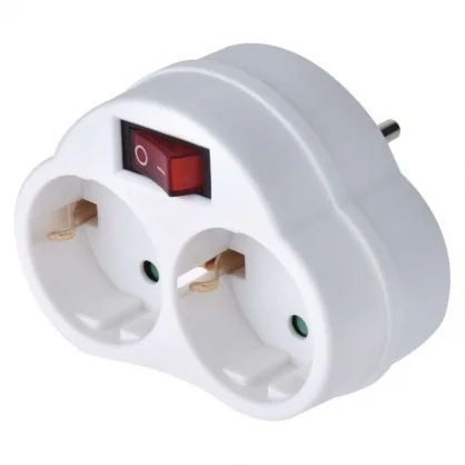 Prailgintuvas EMOS Adaptor SCHUKO Plug 2x + 1x with switch