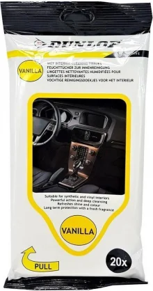 Salono priežiūros priemonė Dunlop Dashboard Wipes Vanilla 20pcs