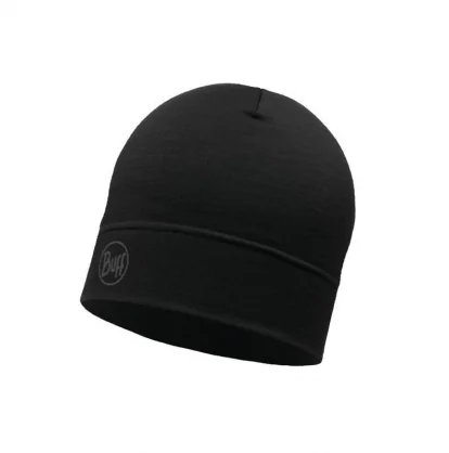Skrybėlę Buff BUFF MERINO LIGHTWEIGHT BEANIE SOLID BLACK onesize cap Standard