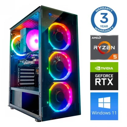 Stacionarus kompiuteris INTOP Ryzen 5 5500 16GB 500SSD M.2 NVME RTX5050 8GB W11 Black