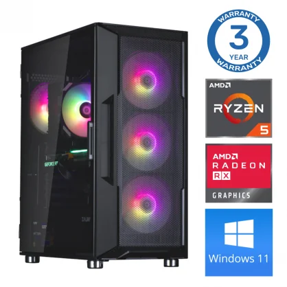 Stacionarus kompiuteris INTOP Ryzen 5 5500 16GB 500SSD M.2 NVME RX580 8GB WIN11 Black