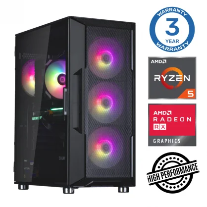 Stacionarus kompiuteris INTOP Ryzen 5 5500 32GB 1TB SSD M.2 NVME RX580 8GB no-OS Black