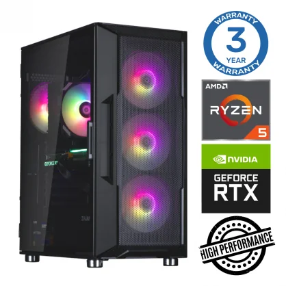 Stacionarus kompiuteris INTOP Ryzen 5 5500 32GB 250SSD M.2 NVME+2TB RTX3050 6GB no-OS Black