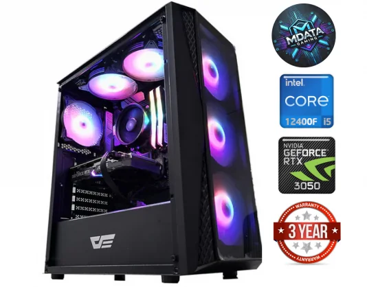 Stacionarus kompiuteris MDATA GAMING Core i5-12400F 16GB 512GB SSD RTX 3050 NoOS