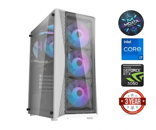 Stacionarus kompiuteris MDATA GAMING i7-12700KF 16GB 1TB SSD RTX 3050 Windows 11 White