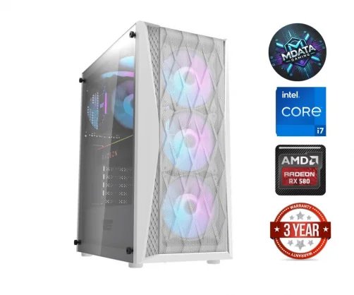 Stacionarus kompiuteris MDATA GAMING i7-12700KF 16GB 512GB SSD RX580 NOOS White