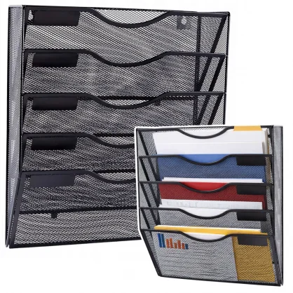 Stalo priedai LEAN Metal Organizer for Documents and Newspapers, Wall Shelf, 5 Compartmen