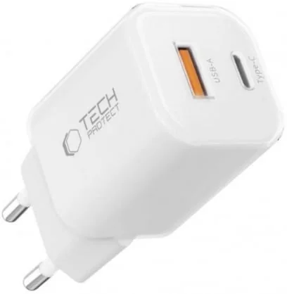 Telefono baterijos kroviklis Tech-Protect NCM33W PD 33W QC3.0 USB-A/ C White