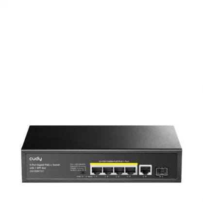 Tinklo įrenginį CUDY GS1005PTS1 network switch Gigabit Ethernet PoE Black